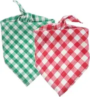 HYTROVE 2pcs Dog Bandana: Cat Handkerchiefs Triangle Bibs Scarf Plaid Printing Adjustable Pet Bandana for Small Medium Large Dogs Cats Girl Or Boy