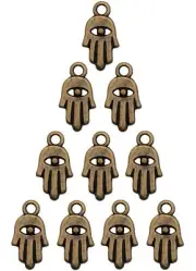 10 Lucky HAMSA Bronze Tone Evil Eye Charm Kabbalah karma Pendant Making jewelry