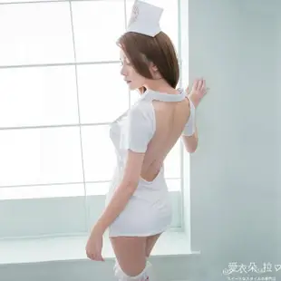 【愛衣朵拉】護士服 深V大裸背性感白色連身裙(XL/XXL 中大尺碼角色扮演遊戲制服)