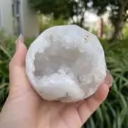 400g 76mmNatural White Agate Crystal Geode Sphere Quartz Druzy Ball Mineral Heal