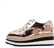 [TOSOFT] Party Dress Leather Shoes for Women Fashion 6CM Wedge Heels Platform Oxford Shoes Student Sneakers Lace Up Round Toe