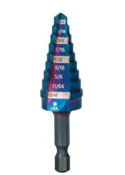 Spyder (19021) Mach-Blue 1/4" to 3/4" 9 Step Drill Bit NEW PACKAGE