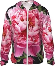 [LHBWCVN] UPF 50+ Light Jacket Full Zip Sun Protection Hoodie for Women Men Long Sleeve Garden Peony Sun Shirts