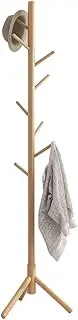 TOMVAES Wooden Coat Rack with 8 Hocks, 3 Adjustable Sizes Free Standing Coat Hanger No Tools Required Handbags, Clothes, Hat Stand for Hallway, Entryway, Bedroom,Wood Grain Color
