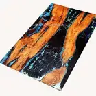 Deep Blue Resin Acacia Wood Luxury Custom Solid Oak Resin Lichtenberg Dine Table