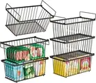6 Pack Stackable Deep Freezer Organizer Bins ，Upgraded Bottom Leak-Proof Net，Enc