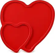 Rtteri Heart Shaped Plates Cheese Board Charcuterie Boards 9 inch Wood Serving Platters and Trays Salad Plate Dinner Plate Cake Plate Decorative Tray(Red)