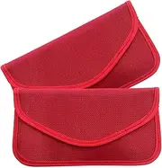 KITUREK 2PCS Faraday Signal Blocking Bag, Key Fob Protector, RFID Faraday Pouch Cage Box Wallet Case for Cell Phone Privacy Protection, Anti-Hacking RFID Card Protector Signal Shielding (Red)