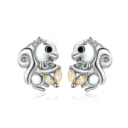 Stud Earrings for Women Silver plating Ear Studs Cute Squirrels Jewelry Gift
