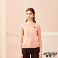 在飛比找momo購物網優惠-【MYSHEROS 蜜雪兒】棉質針織上衣 圓領 拼接 可愛刺