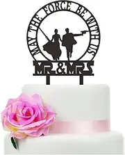 May The Force Be With US Wedding Cake Topper, Star Wars Theme Wedding Cake Topper, Funny Mr And Mrs Cake Topper