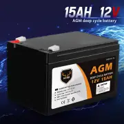 MOBI 15AH 12V AGM Battery Deep Cycle Camping Marine 4WD Solar SLA Lead Acid