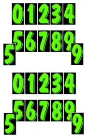 Car Dealer Window Stickers 7 1/2 Inch Numbers Chartreuse / Black 24 packs