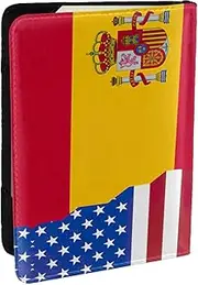 [JEJEA] American Spain Flag Print Travel Organizer Credit Cards Case Passport BookPassport Holder Cover Wallet forTraveling,, Black, One Size
