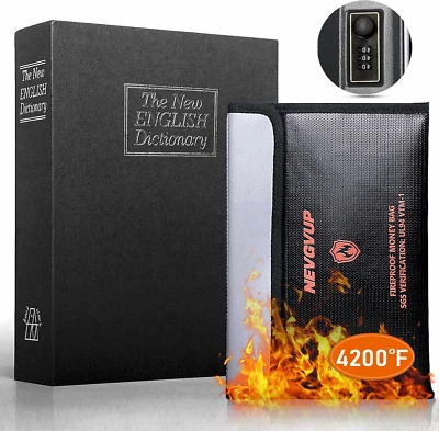 Caja fuerte con forma de libro de diversión con bolsa de dinero ignífuga de 2088