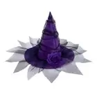 Purple Witch Hat Party Accessory Unique Black Veil Wizard Hat Fashion Headwear