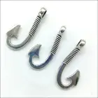 60pcs fish hook Antique Silver Bronze Charms Pendants Jewelry Making DIY 30*14mm