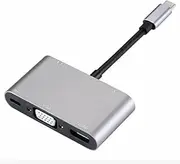 New Type C to HDMI/VGA/USB 3.0/3.5mm Audio/USB-C PD Port Adapter 5 in1 Converter Hub Typec Hdmi+Vga+Audio+USB+PD