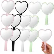 HONMEET 12 Pcs Hand Mirror Women Makeup Handheld Heart Mirror Compact Mirror Salon Mirror Makeup Mirror Women Handheld Mirror Handheld Mirror with Handle Small Mirror Vanity Mirror Plastic