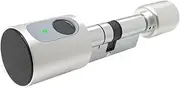 TUYA Smart Home Door Lock DIY Cylinder Core Fingerprint APP Key IC Card Unlock Electronic Smart Lock Digital Keyless Replace Slimline Design(Silver Bluetooth,30 and 30 to 55) Aqiong