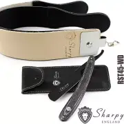VINTAGE BARBER SALON STRAIGHT CUT THROAT SHAVING RAZOR With Leather strop - Belt