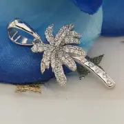 1.2CT Round Cut Lab Created Diamond Palm Tree Shaped Pendant 14k White Gold Over