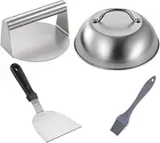 1Set Stainless Steel Burger Patty Press with Ergonomic Handle Durable Shovel Tool for for BBQ and Outdoor Grilling Kitchen Gadget