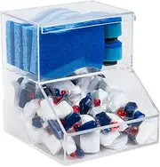 IneVibe Acrylic Dishwasher Pods & Sponge Holder w/Lids - 2 Compartment Container for Storing Detergent Tablets, Dryer Sheets, Laundry Pods for Kitchen Sink Organization