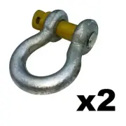 2 x Rated WLL 3.2T Bow Shackle 4WD 4x4 Off Road Shackles Recovery Winch Strap