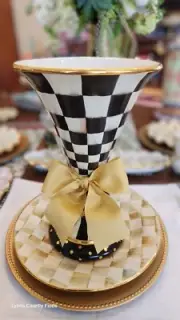 Mackenzie Childs Courtly Check Large Ceramic Vase New Made In Aurora