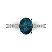2.21 ct Oval Cut Topaz Gemstone Solitaire Promise Ring With Accents White Gold