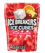 Ice Breakers Ice Cubes FRUIT PUNCH Sugar Free Flavored Gum 40 pieces