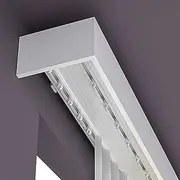 Curtain Pelmet Box Double Curtain Track Ceiling/wall Mount Curtain Track Double Track Rod Three-in-One Curtain Track Room Divider Curtain Track for Living Room Bedroom Hotel Villa(Side-loading,2m(6.6f