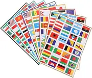 WOONEKY Cheer on 8 Sheets of Adhesive World Flag Stickers National Stickers for Decor Football Fan Decor