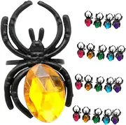 ERINGOGO 20pcs Spider Rings with Gem Charms Fun Halloween Finger Rings Easy to Wear for Parties and Daily Cosplay Bulk Halloween Supplies