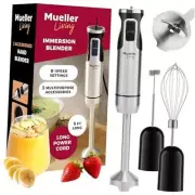 Immersion Blender Handheld - 8 Speed Stainless Blender Stick 3 Accessories