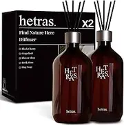 HETRAS. Premium Reed Diffuser: Set of 2 x 16.9oz (1,000 ml) Large Capacity | Fragrance Oil Diffuser & Sticks for Home & Office & Bathroom Decor - Gifts for Loved One (Hotel Wood)
