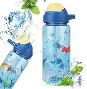 Lhdfyqt Children's Drinking Bottle, 600 ml, Robust and Shatterproof, Leak-Proof Children's Drinking Bottle with Straw, Beautiful Water Bottle, Suitable for School Travel, Portable Sports Water Bottle