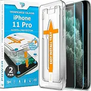 Power Theory Designed for iPhone 11 Pro Screen Protector Tempered Glass [9H Hardness], Easy Install Kit, 99% HD Bubble Free Clear, Case Friendly, Anti-Scratch, 2 Pack