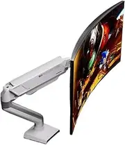 Monitor Arm Gas Single Monitor Mount, Height Adjustable Monitor Arm with C-Clamp & Grommet Base, VESA 75x75 or 100x100mm, for 17″–32″ Screens up to 19.8 lbs Monitor Desk Mount(White)