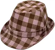 [WITHMOONS] Gingham Check Fedora Hat - Manhattan Trilby Corduroy Banded for Men Women LD61570