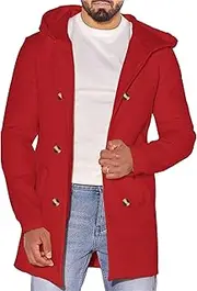 [Gsywaipei] Mens Multi Color Wool Blend Coat Winter Double Breasted Male Coats Slim Fit Casual Business Overcoat, Red, 3X-Large