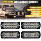 4X Amber/White 12 LED Car Truck Flashing Warning Hazard Beacon Strobe Light Bar