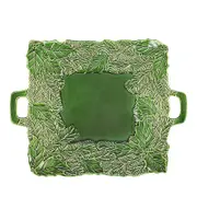 Vietri Lastra Holiday Green Figural Handled Square Platter