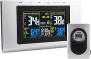 Generic Colorful Weather Station, Wireless Indoor Outdoor Thermometer Hygrometer with Dual Screen Display, LCD Weather Forecast Station, for Baby Room Bedroom Kitchen Living Room