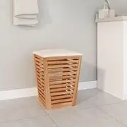 Solid Wood Bathroom Stool with Storage - Walnut Laundry Hamper, Clothes, Room, Essentials, Collapsible, and Organization
