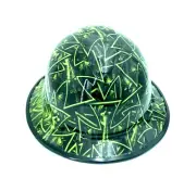 Bad Ass Wide Brim Hard Hat Hydro dipped in Hivis lime reaper crosses w/BrimGuard