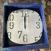 Room Essentials 11" Wall Clock Brushed Silver Finish With Green Numbers