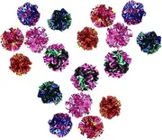 20 Pcs/Pack Cat Toys Mylar Crinkle Ball Multicolor Shiny Crinkle Balls Toys Ring Paper Sound Toy Lightweight Interactive Pet Cat Supplies