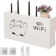 Genérico WiFi Router Shelf - WiFi Router Storage Box | Router Rack Desktop Storage Box | Space-Saving WiFi Box for TV Set-Top Boxes Fortune Cat Router Hider Box for Wall